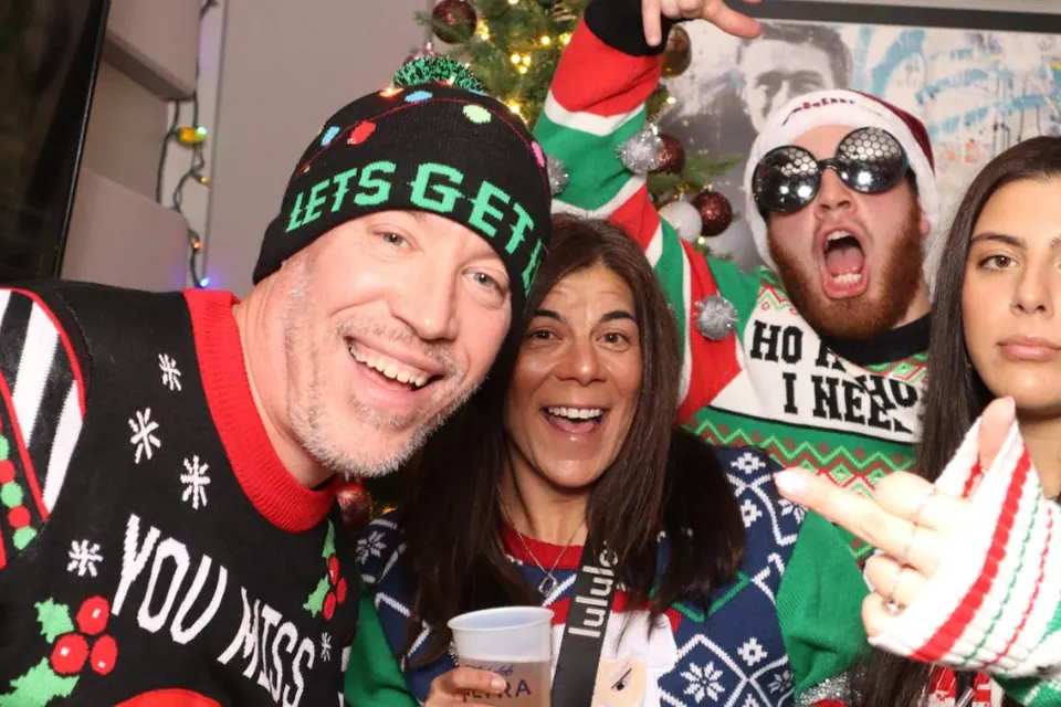 Festively dressed guests at a previous Mays Landing Christmas Bar Crawl